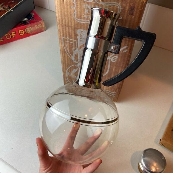 1950's Inland Hand-Blown Heat Proof Glass Coffee Carafe w/ Original Box - Picture 6 of 12